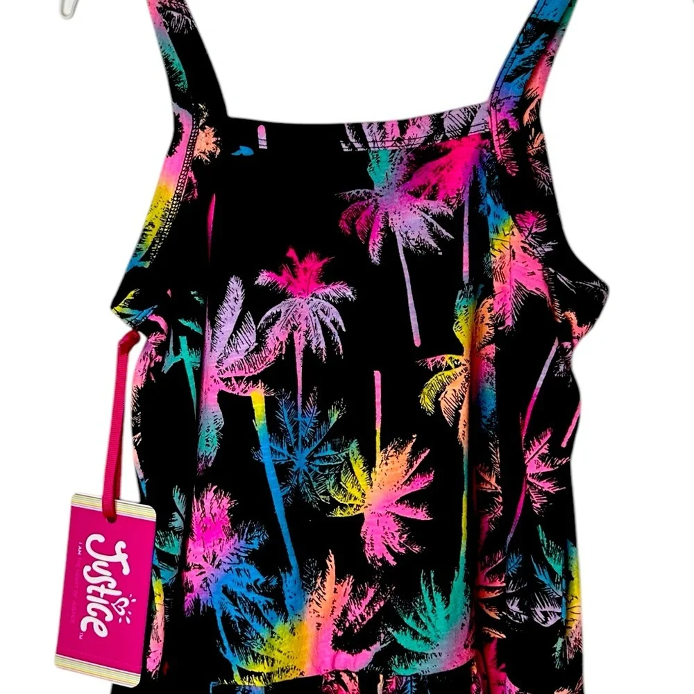 Justice 👧🏻Sz7-8 🌴Pink and Yellow Ruffled Crop Camisole